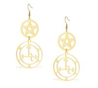 Rueda de Hécate Pendientes Sigil de Lilith Diosa Pendiente Colgante Acero Inoxidable Pentagrama Wiccan Joyería para Mujeres (pendientes lilith de oro)