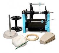 Rueda de Hilado Eléctrica, Hiladora y Enrolladora de Hilo con Interruptor de Pedal y Bobinas, Velocidad Ajustable, Giro Adelante y Reverso, Kit Eléctrico para Manualidades Blue