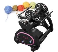 Rueda De Hilar Eléctrica 12V Devanadora De Ovillos De Fibra De Lana, Bobina Doble De 120g/240g,hilaradora Con Pantalla Digital, Marcha Adelante Atrás Para Retorcer Fibra De Lana(Black2)