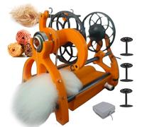 Rueda De Hilar Eléctrica 800rpm Devanadora Automática Con Pedal 3 Bobinas,control De Velocidad Continuo Para Pelo De Perro Pelo Gato Lana Capacidad 120g Hilado Hacia Delante Hacia Atrás(Orange)