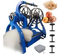 Rueda de Hilar Rueca Eléctrica Profesional, Bobinadora Automática De Hilo De 800 RPM Con Interruptor De Pedal Y 3 Bobinas, Velocidad Continua Para Manualidades Con Pelo De Perro/lana(Blue)