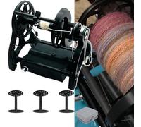 Rueda de Hilar Rueda Giratoria Eléctrica Con 3 Carretes/interruptor De Pie | Bobinadora De Hilo Pequeña: 800 RPM + Capacidad 4 Oz (120 G) | Conmutación Hacia Adelante Y Hacia Atrás(Black)