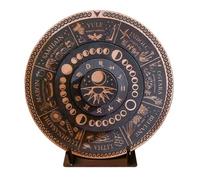 Rueda De La Rueda Año - Tablero De Madera Grabado | Calendario De Decoración Pagana Con Signos De Astrología | Piego De Decoración Espiritual | Arte Mural Para Cafés, Tiendas,