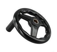 Rueda de mano de tres radios con mango giratorio para fresadora, torno, amoladora; volante industrial de plástico con cubo roscado para ajuste general; negro (16 x 160 mm)