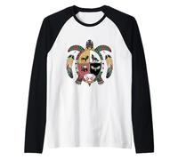 Rueda de Medicina indígena nativa Americana con espíritu de Tortuga Camiseta Manga Raglan