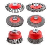 Rueda De Metal Para Amoladora De Esquina - Juego De 6 Cepillos De Tazas De Nudo Retorcido Alambre | Eje Roscado M14, Ruedas De Alambre Anudado Grueso, Rueda De Cepillo De Acero Para Limpiar, Eliminar