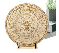 Rueda de noche de madera del año - 11.81x11.81x0.39 pulgadas de astrología de la tabla de madera con base con base, adorno del signo mural para cafés, tiendas, yoga, salas de meditazi