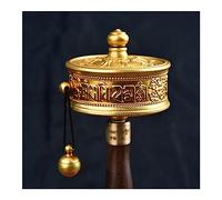 Rueda de oración budista de manivela Rueda de oración tibetana Rueda de oración budista Rueda de oración de mano de cobre con verdad budista tibetana de seis caracteres Escrituras premium de Buda Rued