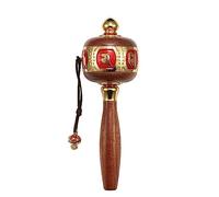 Rueda de oración budista de manivela Rueda de oración tibetana Rueda de oración budista Rueda de oración de mano de cobre con verdad budista tibetana de seis caracteres Escrituras de Buda premium Rued