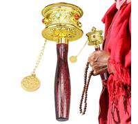 Rueda de oración budista - Spinner tibetano de mano, cilindro de las escrituras sagradas, herramienta espiritual sostenible | Rueda de meditación con mango de madera para la práctica religiosa ritual