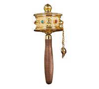 Rueda de oración budista tibetana de mano con seis caracteres de verdad para meditación y oración espiritual