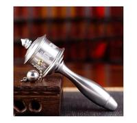 Rueda de oración Budista tibetana Rueda de oración Exquisita rueda de oración tibetana, decoración de amigos budistas devotos por la paz.(Silver)