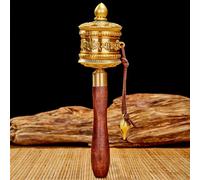 Rueda de oración de cobre puro de manivela de 20,5 cm, suministros budistas tibetanos para el hogar