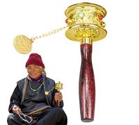 Rueda de oración de mano: herramienta giratoria tibetana, de Buda sagrado, cilindro giratorio ligero, Escritura religiosa grabada | Accesorio de meditación espiritual para el de devoción