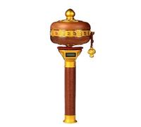 Rueda de oración, rueda de oración budista de mano de aleación y madera, mantra tibetano de seis palabras multicolor (dorado)