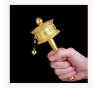 Rueda de oración, rueda de oración de mano El budismo tibetano se utiliza for la oración, la bendición, la meditación, la curación, la relajación, la oración de yoga (color: dorado, tamaño: pequeño)(G