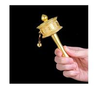 Rueda de oración, rueda de oración de mano El budismo tibetano se utiliza for la oración, la bendición, la meditación, la curación, la relajación, la oración de yoga (color: dorado, tamaño: pequeño)(G