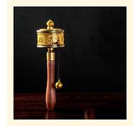 Rueda de oración,Rueda de oración tibetana,Rueda de oración de mano de cobre Rueda de oración tibetana de latón Adoración de Buda Escrituras Rueda de oración Rueda de oración de mano de la verdad de s