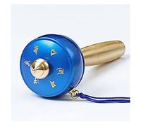 Rueda de oración, rueda de oración tibetana, rueda de oración de mano de cobre utilizada for oración, bendición, meditación, curación, relajación, yoga (oro)(Blue)