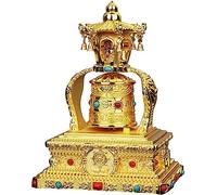 Rueda de oración, rueda de oración tibetana, rueda de oración giratoria de primera calidad con 4 campanillas de viento, rueda de oración budista silenciosa con energía solar, for decoración del hogar