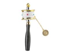 Rueda de Oración Tíbet de Mano, Mini Rueda Giratoria de Mano Budista Tibetano Om Mani Padme Hum para Relajación de Meditación(Plata)