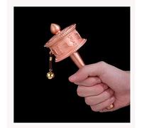 Rueda de oración tibetana, Budista de Mano, Mango de Madera, for oración, bendición, meditación, relajación, Yoga, 1 Pieza(Brass,L)