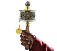 Rueda De Oración Tibetana,Rotación Silenciosa para Meditación Estética - Rueda De Oración Tibetana De Mano | para Altar del Hogar Mindfulness Aula Escritorio de Oficina Estudio de Yoga Decoración