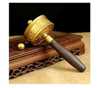 Rueda de Oración Tibetana, Rueda de oración de las Escrituras de Buda Premium con mango de madera for relajarse, orar, meditar y curar(Gold)