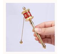 Rueda de Oración Tibetana, Rueda de oración hecha a mano de cobre budista tibetano de mano con rollo de Mantra(Red,12 * 2.8 * 2.4cm)