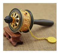 Rueda de oración tibetana Rueda de oración manual, Rueda de oración con pergamino, rueda for relajarse, orar, meditar y sanar.(Gold)