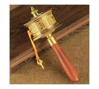 Rueda de oración tibetana Rueda de oración manual, Rueda de oración robusta y duradera con asa for orar, bendecir, meditar, sanar y relajarse.(Gold)