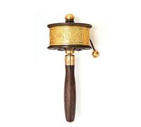 Rueda de Oración Tibetana, Rueda de oración tibetana, aleación Budismo tibetano Seis palabras Mantra Rueda de oración budista con manivela manual(Gold)
