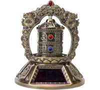 Rueda de oración tibetana silenciosa giratoria solar budista - Om Mani Padme Hum, adornos de decoración de mesa para relajación, meditación y yoga (color: bronce)