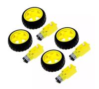 Rueda de plástico con motor de engranaje CC para coche robot inteligente Arduino, 3V-6V, relación de reducción 1:48, par de torsión de 0.8 kg, kit educativo 4WD DIY