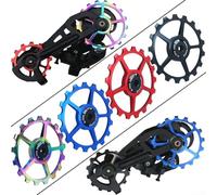 Rueda de polea de aleación de aluminio 1117T para desviador trasero con rodamiento de cerámica, impermeable, a prueba de polvo, adecuada para bicicletas de carretera (negro15T)