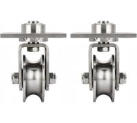 Rueda de polea de bloque giratorio, rueda de tracción de ranura en U de acero inoxidable con placa, rotación silenciosa para sistemas de cable, paquete de 2