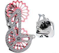 Rueda de polea de cambio trasera de fibra de carbono compatible con 105 R8000, 4700, 4600 y otros modelos de bicicleta de carretera a juego (SD2 rojo)