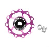 Rueda de polea de desviador de 11 dientes y 13 dientes para bicicletas de carretera con carcasa de aleación de aluminio de alta resistencia y núcleo de rodamiento de acero sellado (11T morado)
