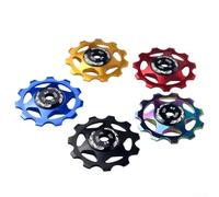 Rueda de polea de desviador de bicicleta 11T 13T con rodamientos de acero para bicicletas de montaña que garantiza un cambio estable, se adapta a ejes de 4 mm, 5 mm, 6 mm (13T-dorado)