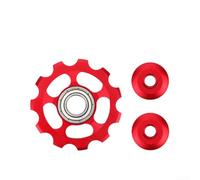 Rueda de polea de desviador trasero 11T con cuerpo de aleación de aluminio y geometría mecanizada CNC para una mayor estabilidad de seguimiento de la cadena (rojo)