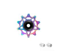 Rueda de polea de desviador trasero de aleación de aluminio con rodamientos de cerámica para bicicletas de montaña y carretera, diseño de dientes negativos positivos, color negro 12t (10T colorido)