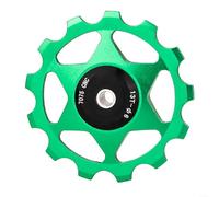 Rueda de polea de desviador trasero para bicicletas de 8 a 11 velocidades con cuerpo de aluminio anodizado hueco CNC y conjunto de rodamiento de metal (verde)