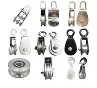 Rueda de polea de rodamiento, bloque de polea doble simple for grúa, industrial, construcción, polea de hombro(1T pulley)