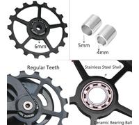 Rueda de polea ligera 1117T con rodamiento de cerámica para desviador trasero, compatible con bicicletas de carretera y montaña, cuenta con rodamiento de acero sellado (Black13T)