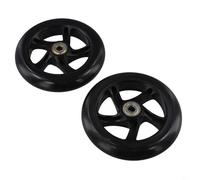 Rueda de poliuretano para scooter, 2 piezas con rodillos silenciosos de poliuretano para carritos, carros, patines y vagones, con material resistente al desgaste y rodamientos (125 mm x 24 mm, negro)