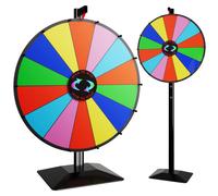 Rueda de premio giratoria de doble uso de 24 pulgadas, 14 ranuras, color, para mesa y piso, ruleta de la fortuna, gira la rueda con marcador de b