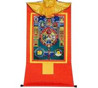 (Rueda de protección del calendario tibetano, zodiaco tibetano) Tapiz de Buda con pergamino, for la meditación Zen Home Decor (Color : Red, Size : Medium(62cm*47cm) (Color : Rosso, Size : Small(35