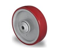 Rueda de PU, roja sobre llanta de poliamida rodamiento de bolas, a partir de 2 unid.