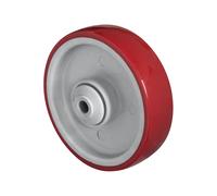 Rueda de PU, roja sobre llanta de poliamida rodamiento de bolas, a partir de 2 unid.