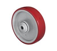 Rueda de PU, roja sobre llanta de poliamida rodamiento de bolas, a partir de 2 unid.